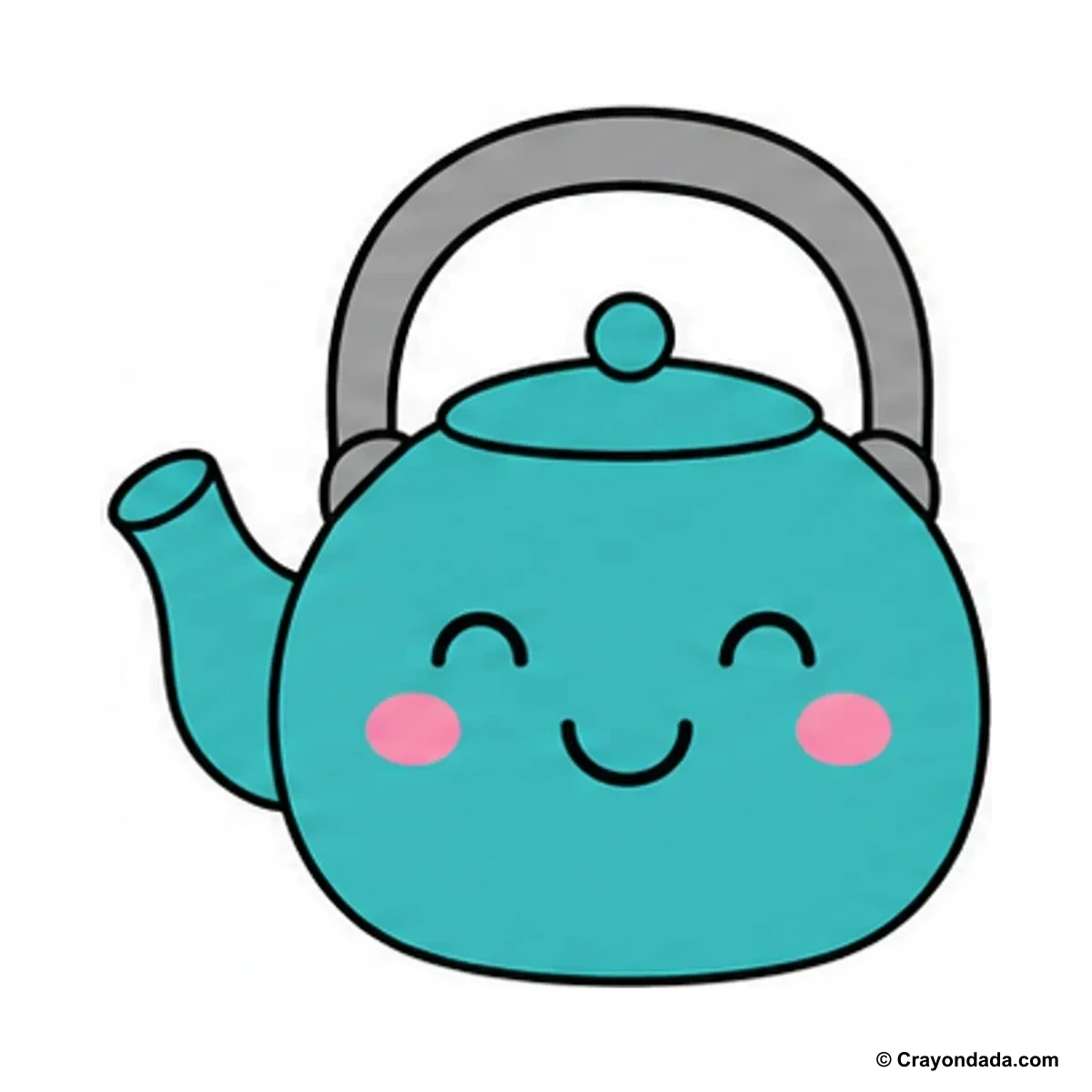 How to Draw a Happy Kettle finished drawing