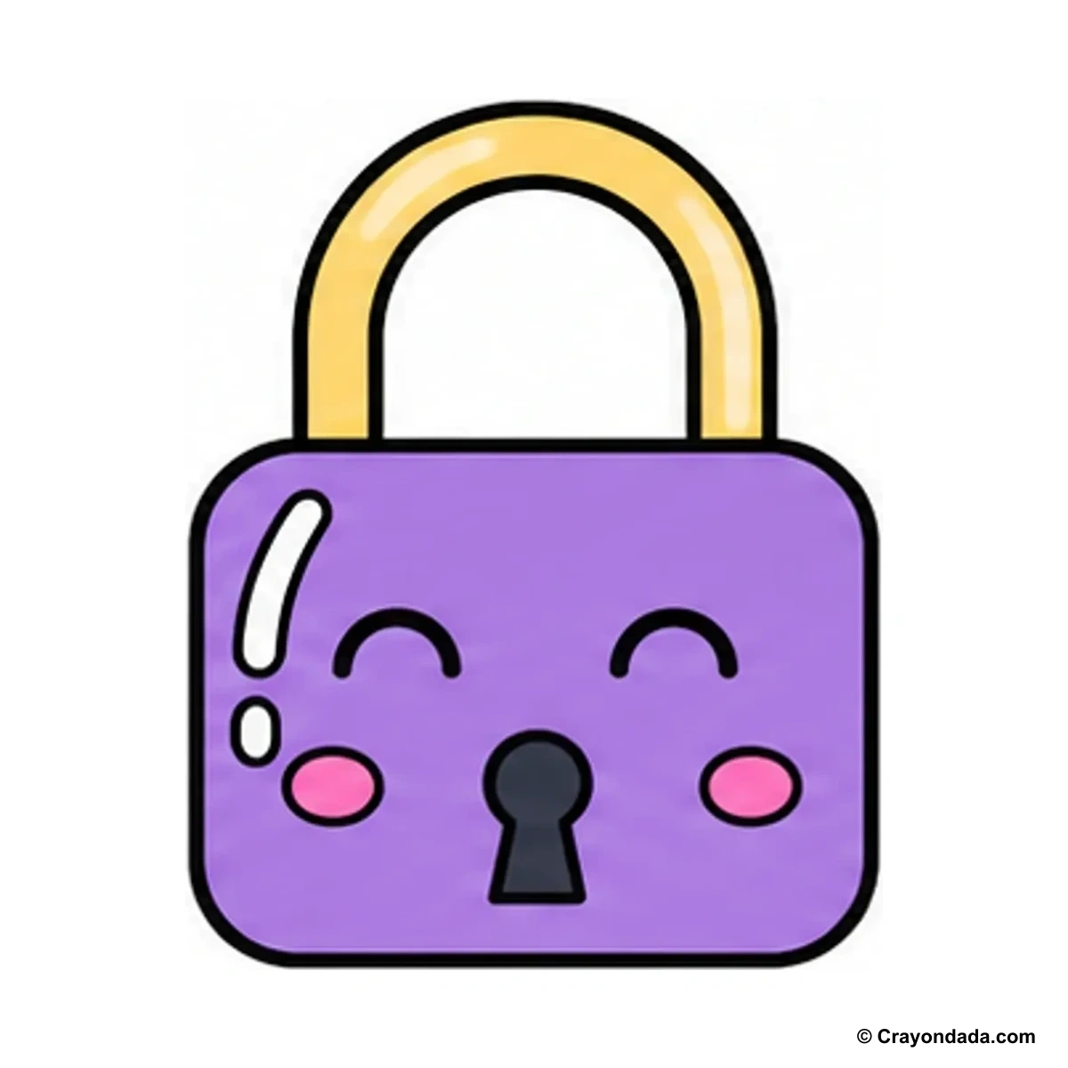 How to Draw a Happy Lock finished drawing