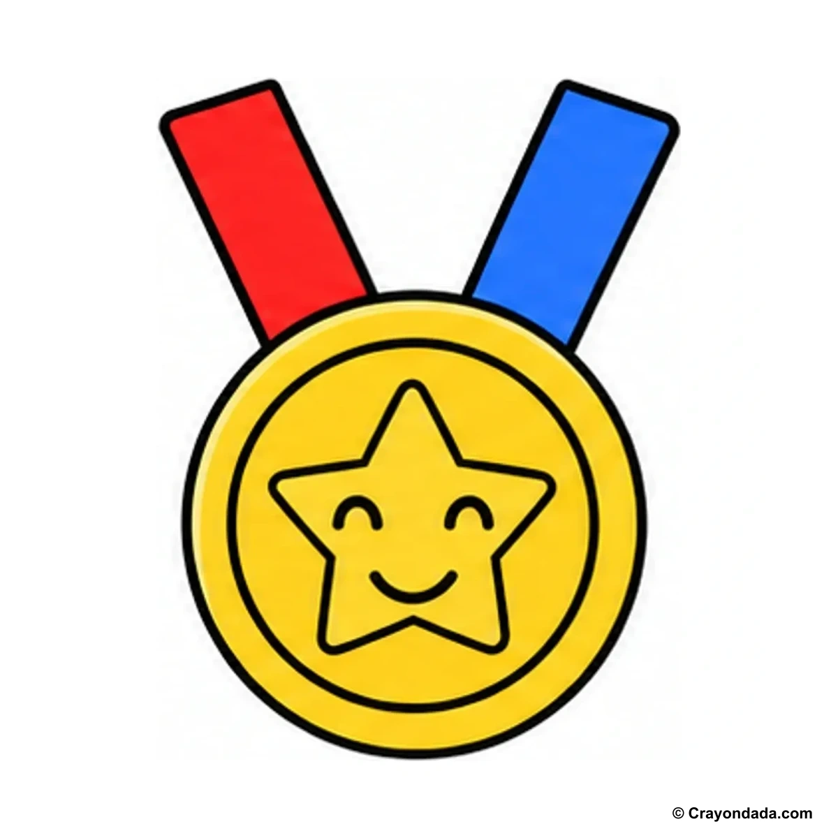 How to Draw a Happy Medal finished drawing
