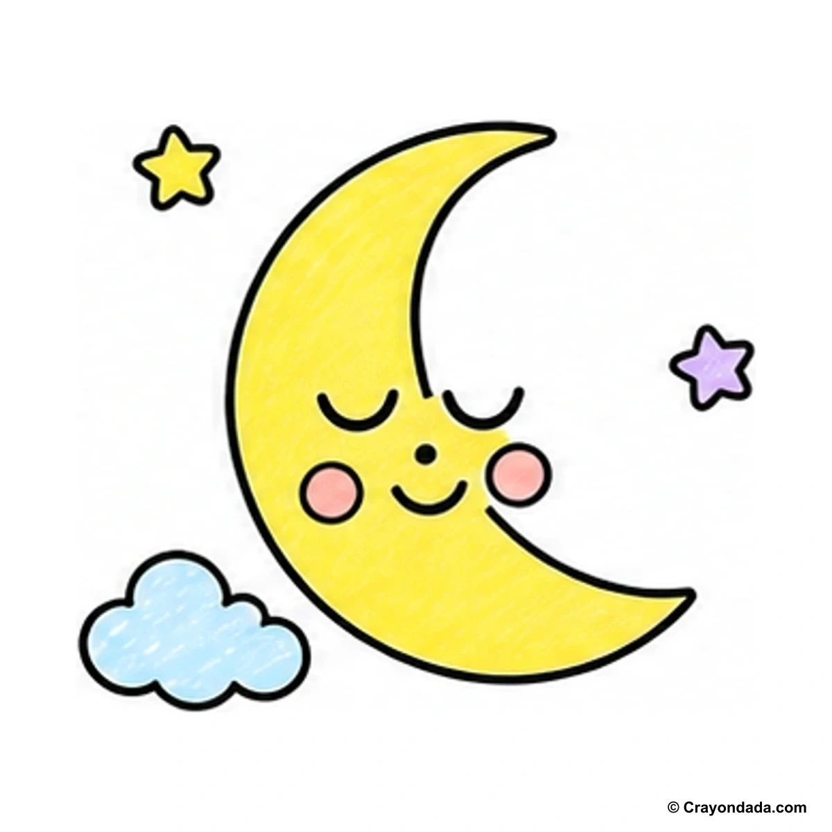 How to Draw a Happy Moon finished drawing