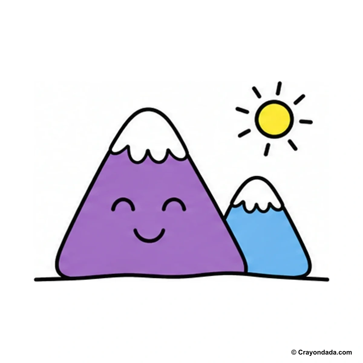 How to Draw a Happy Mountain finished drawing