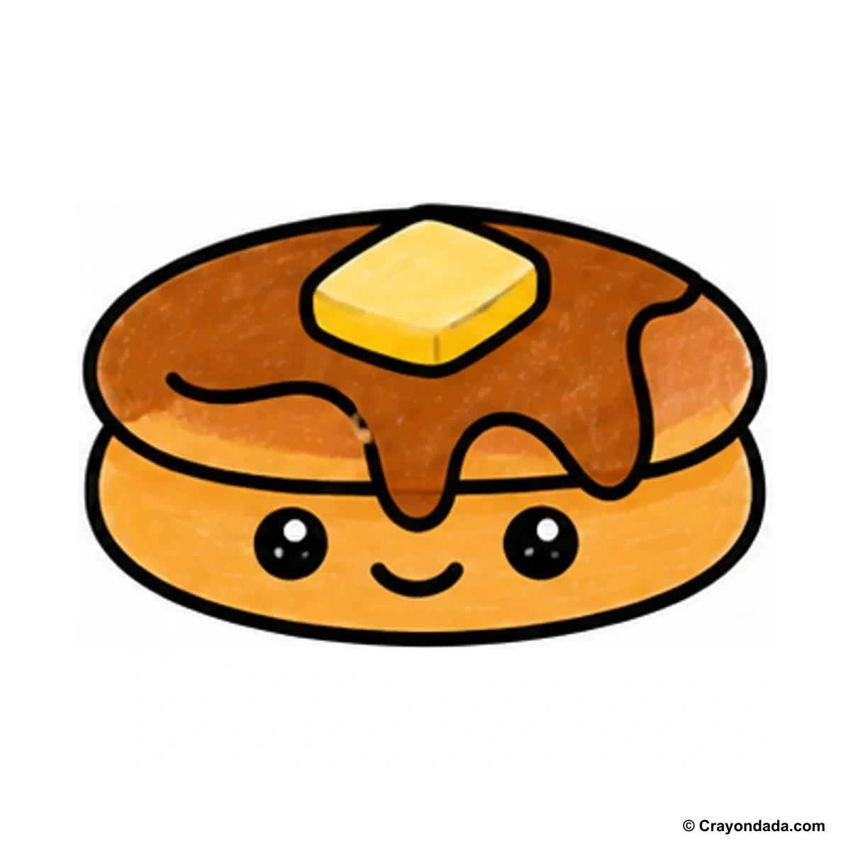 How to Draw a Happy Pancake finished drawing