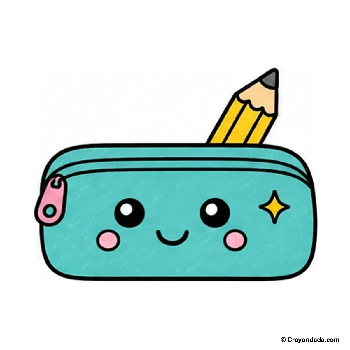 How to Draw a Happy Pencil Case finished drawing