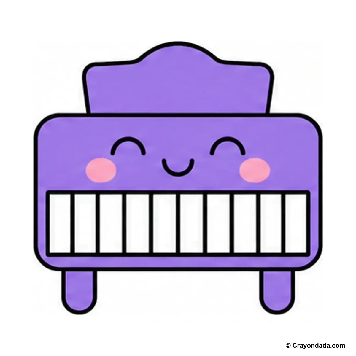 How to Draw a Happy Piano finished drawing