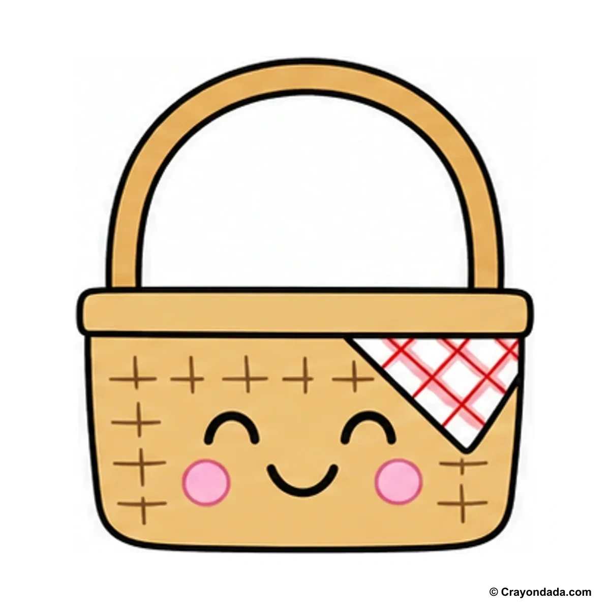 How to Draw a Happy Picnic Basket finished drawing
