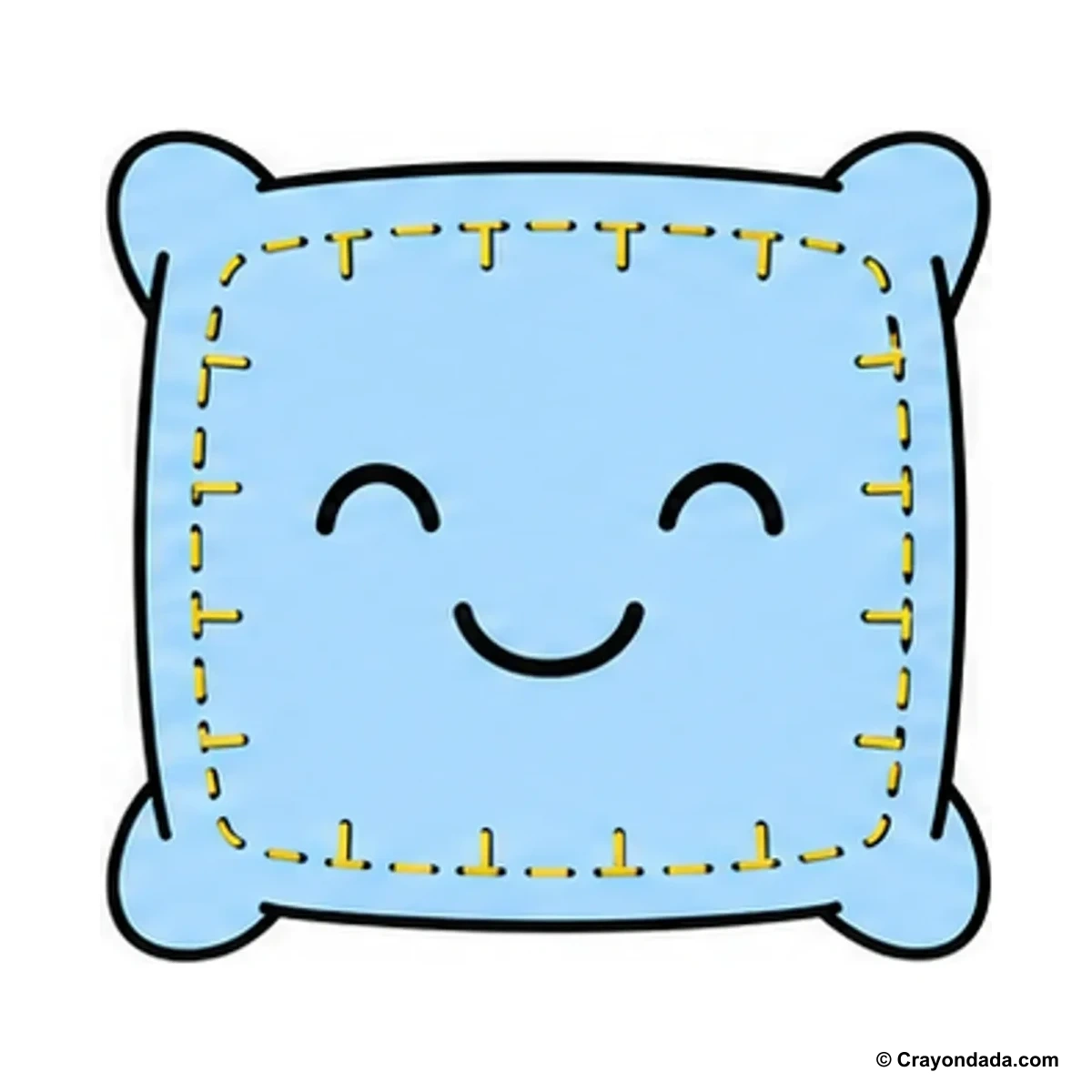 How to Draw a Happy Pillow finished drawing