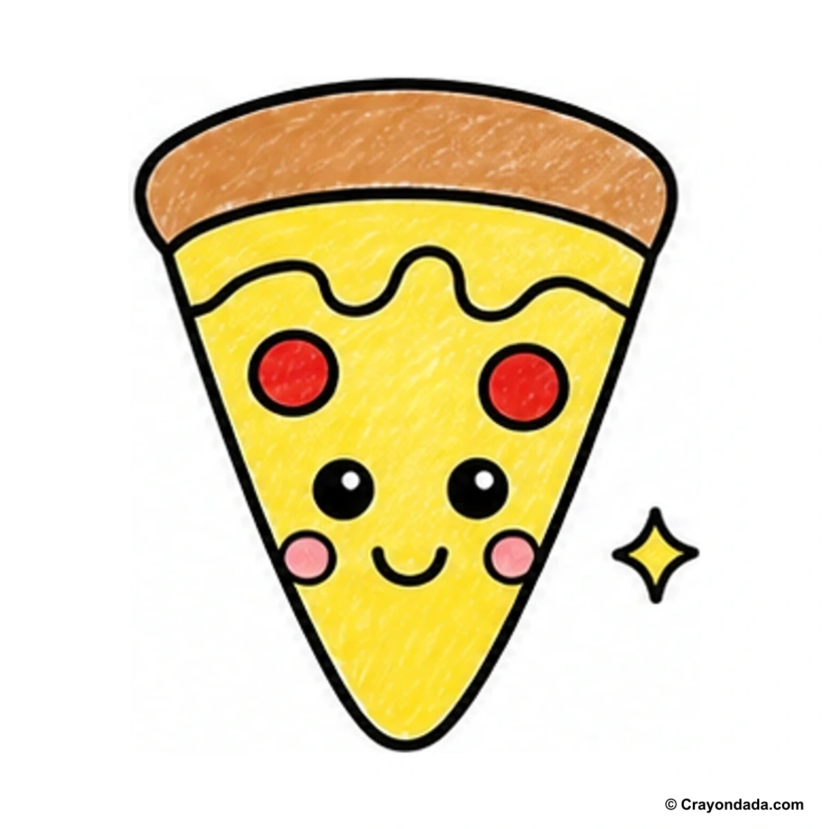 How to Draw a Happy Pizza Slice finished drawing