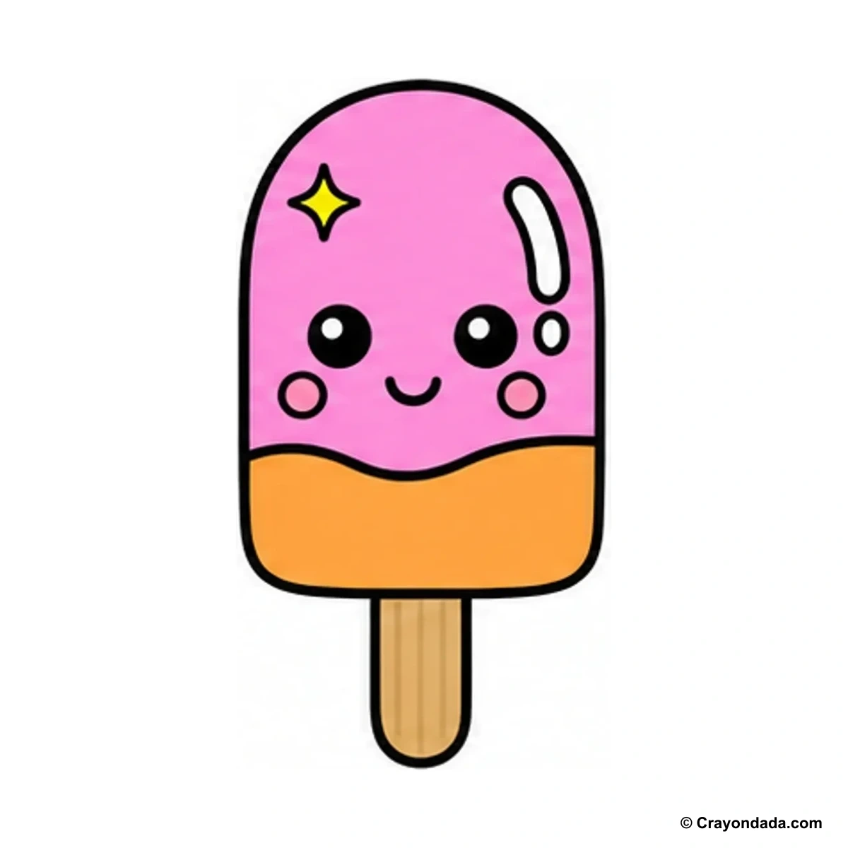 How to Draw a Happy Popsicle finished drawing