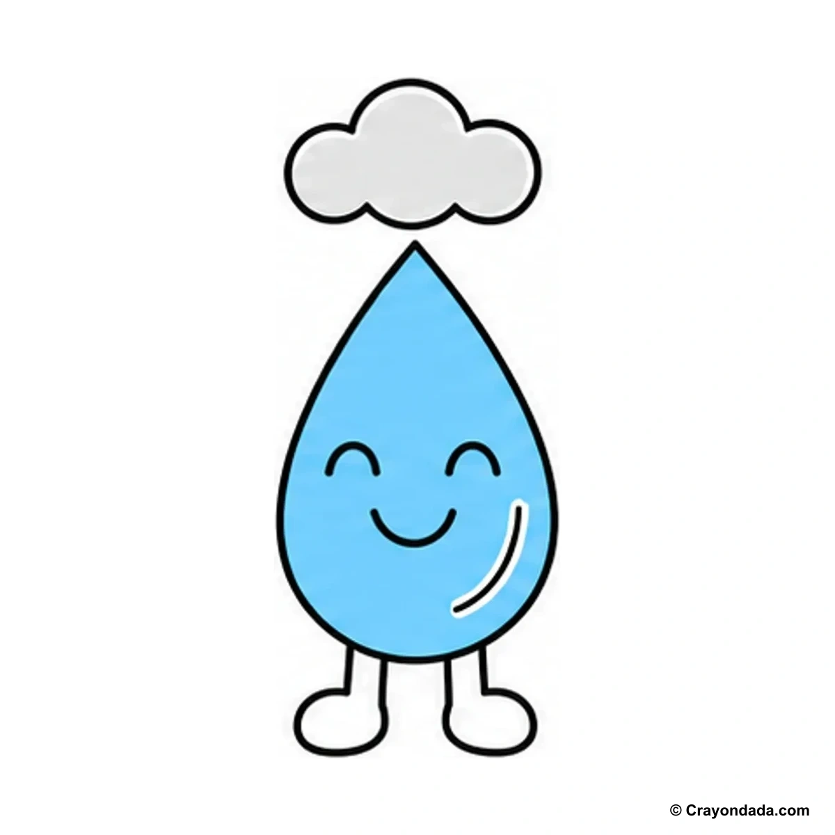 How to Draw a Happy Raindrop finished drawing