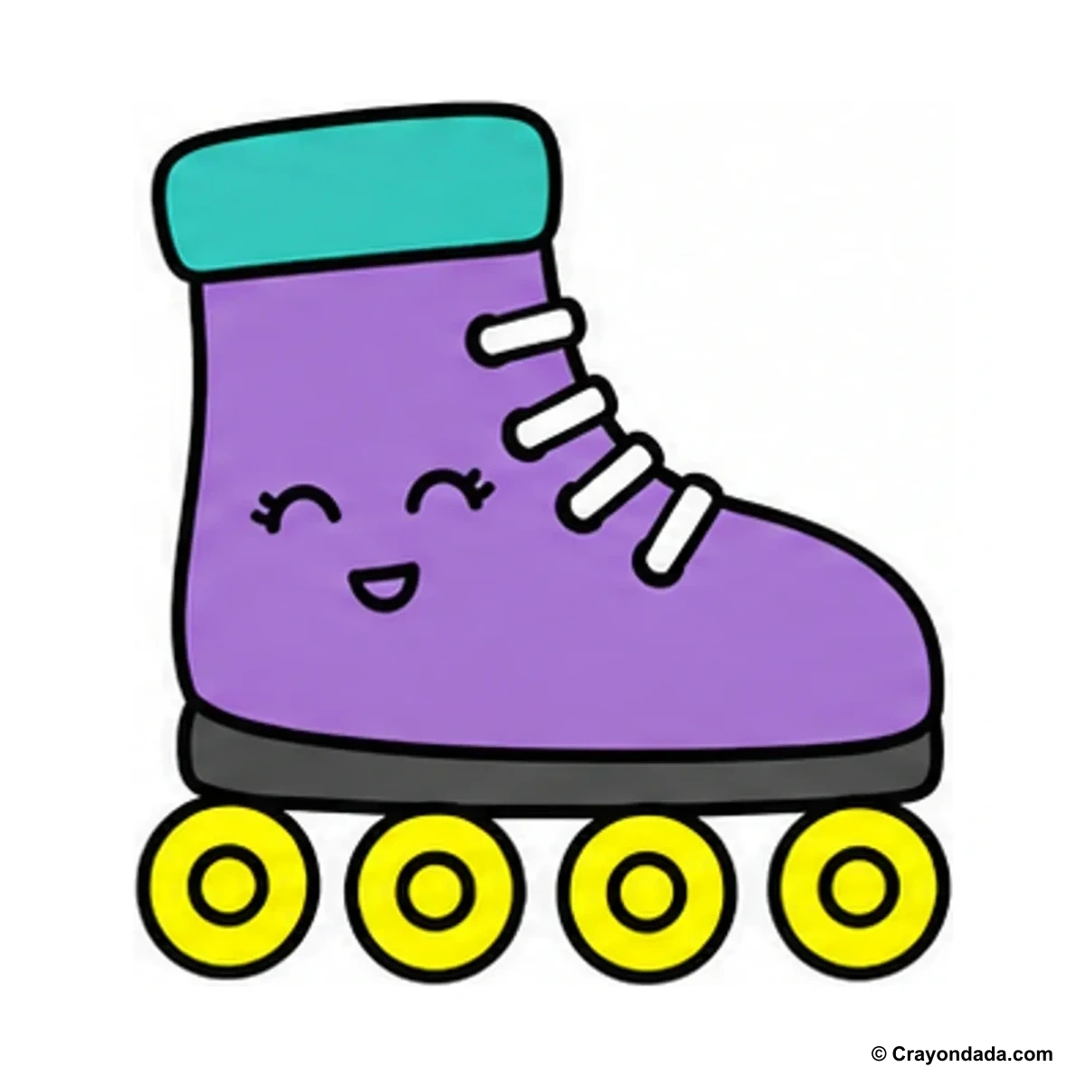How to Draw a Happy Roller Skate finished drawing