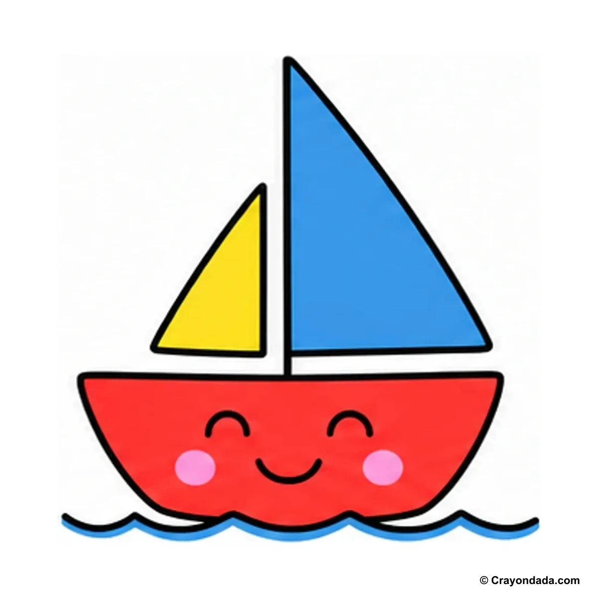 How to Draw a Happy Sailboat finished drawing