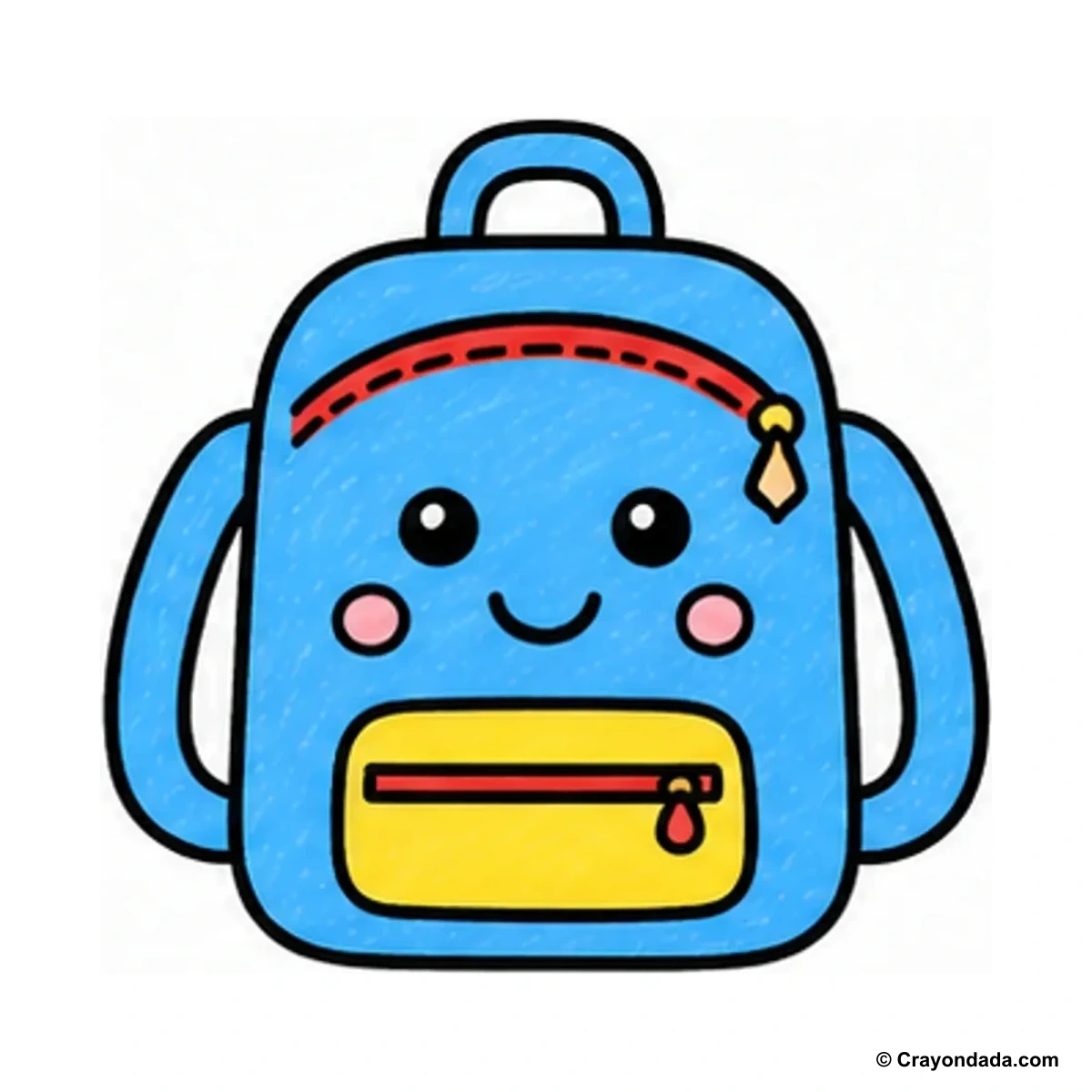 How to Draw a Happy School Bag finished drawing