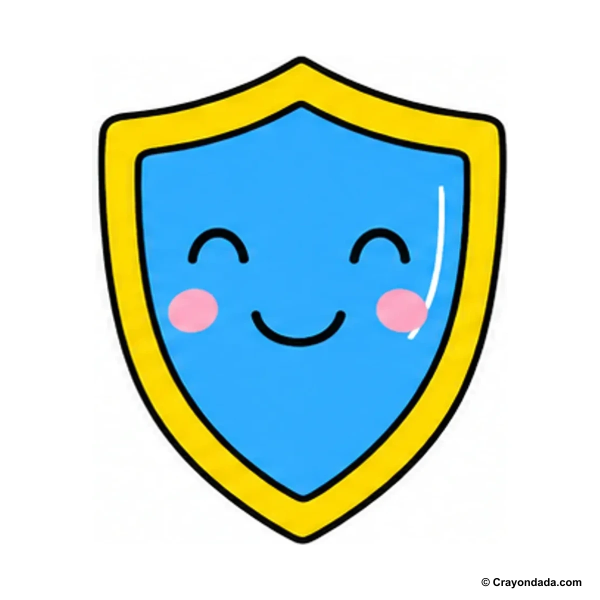 How to Draw a Happy Shield finished drawing