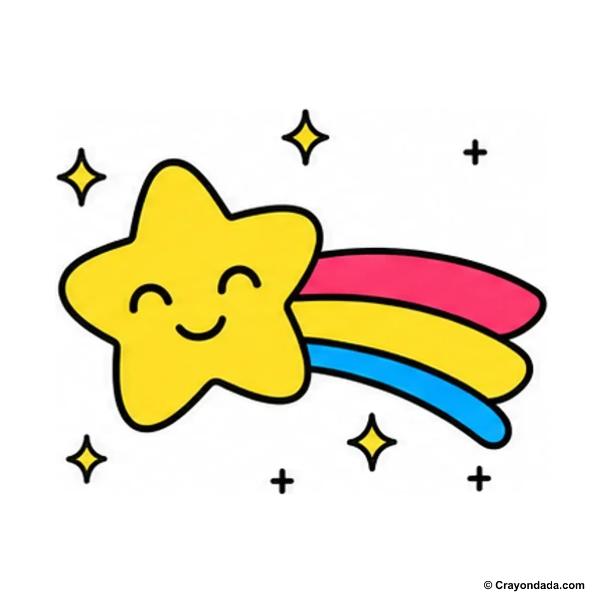 How to Draw a Happy Shooting Star finished drawing