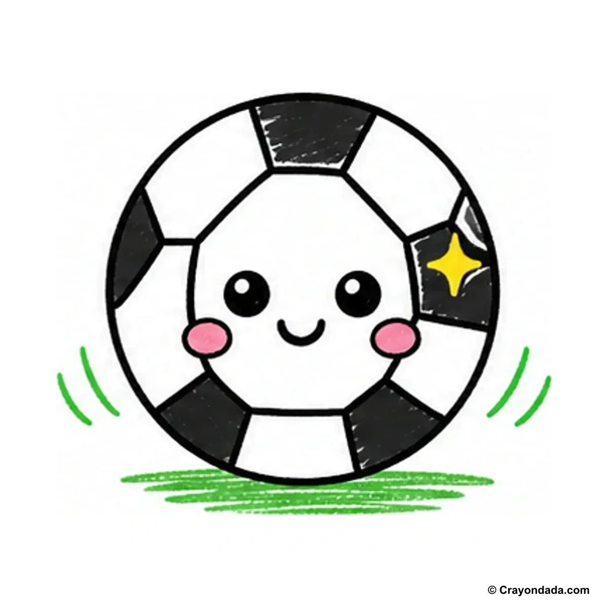 How to Draw a Happy Soccer Ball finished drawing
