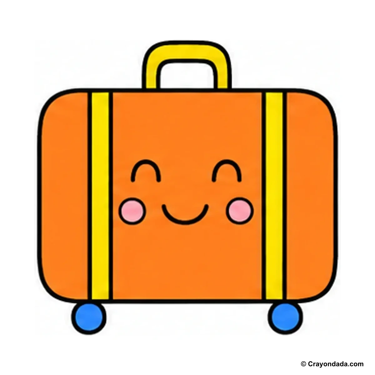 How to Draw a Happy Suitcase finished drawing