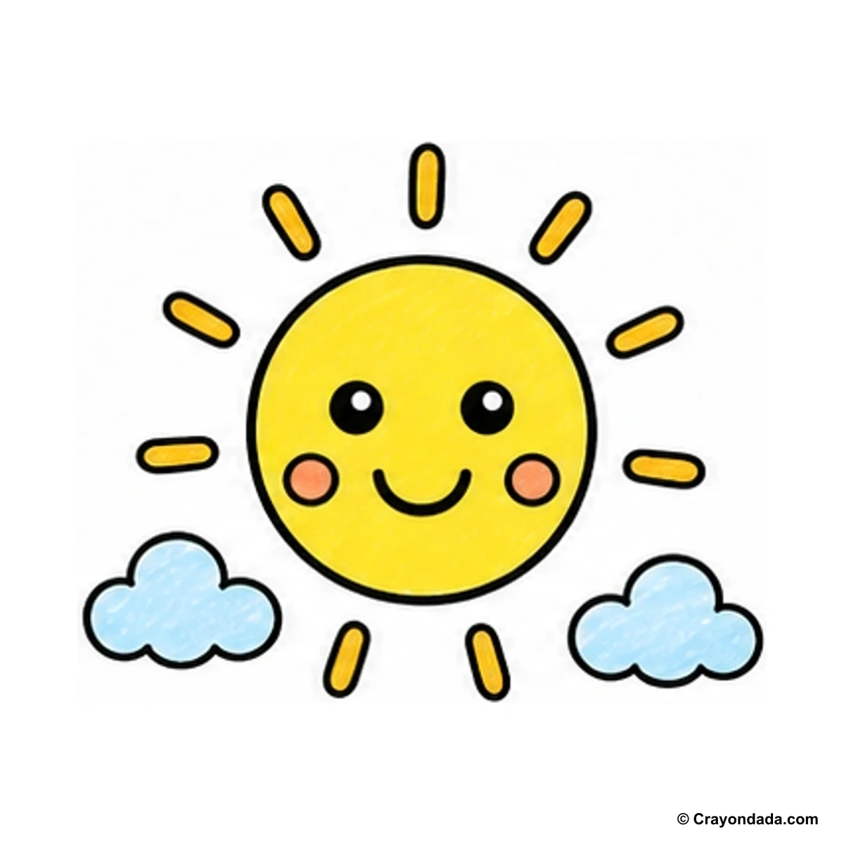 How to Draw a Happy Sun finished drawing