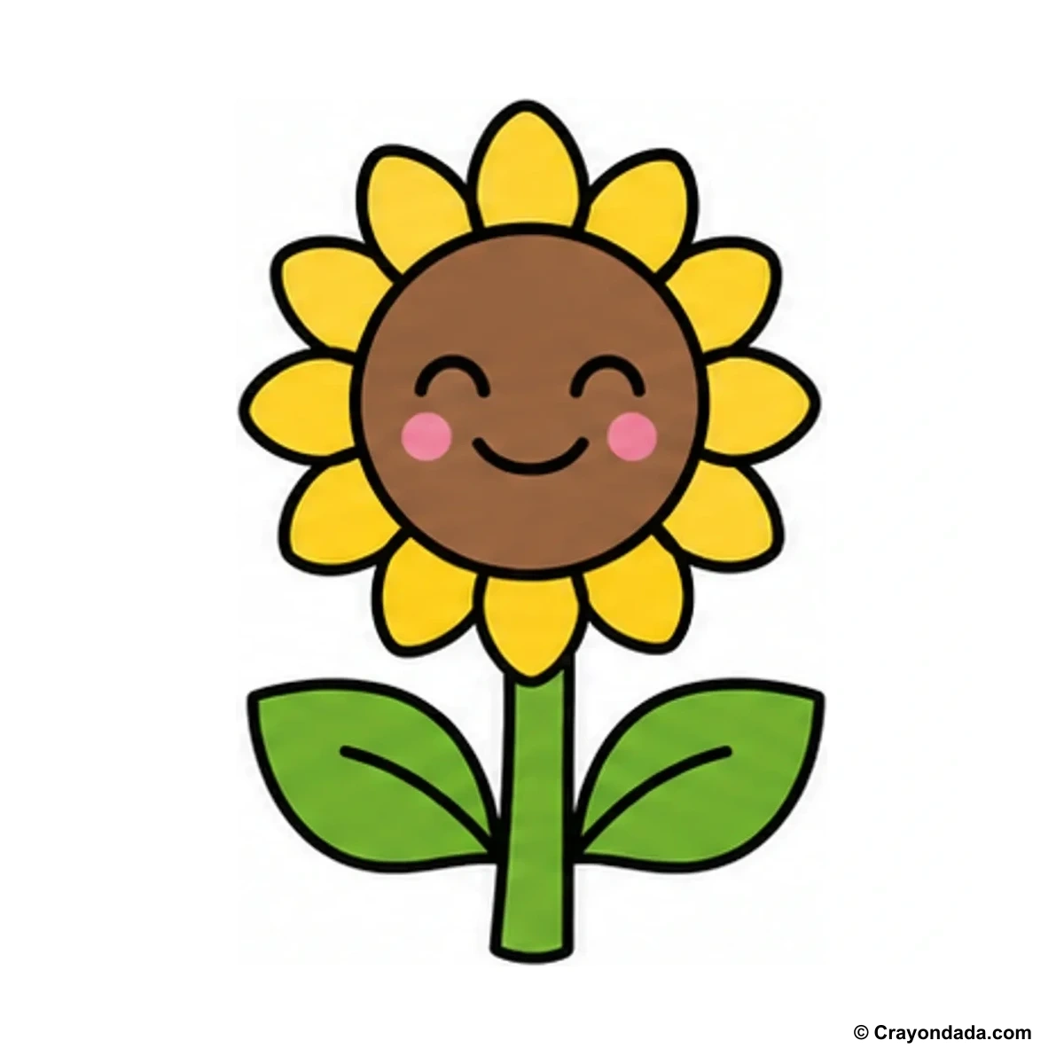 How to Draw a Happy Sunflower finished drawing
