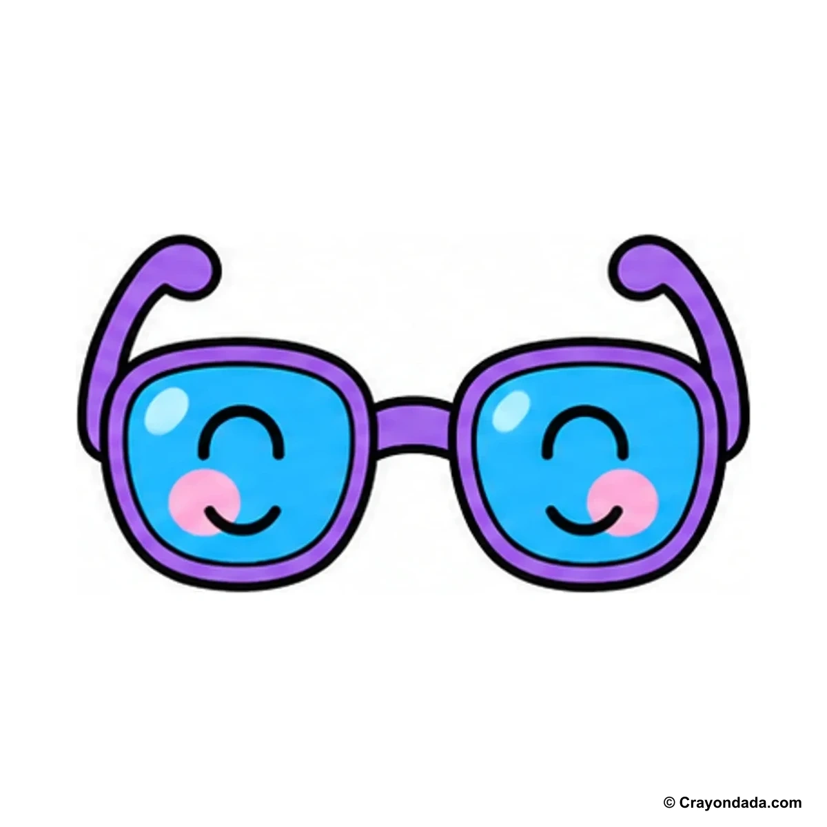 How to Draw Happy Sunglasses finished drawing