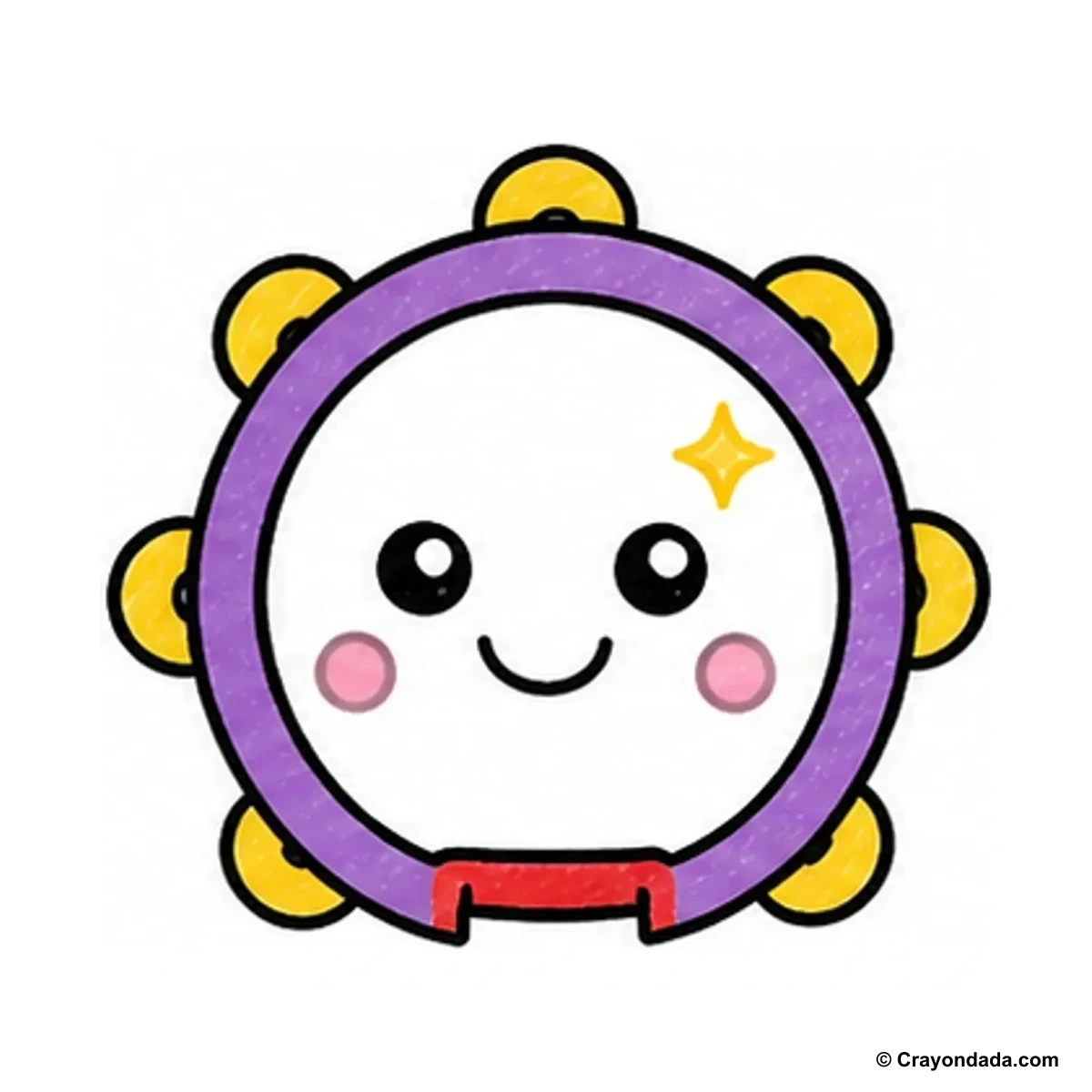 How to Draw a Happy Tambourine finished drawing