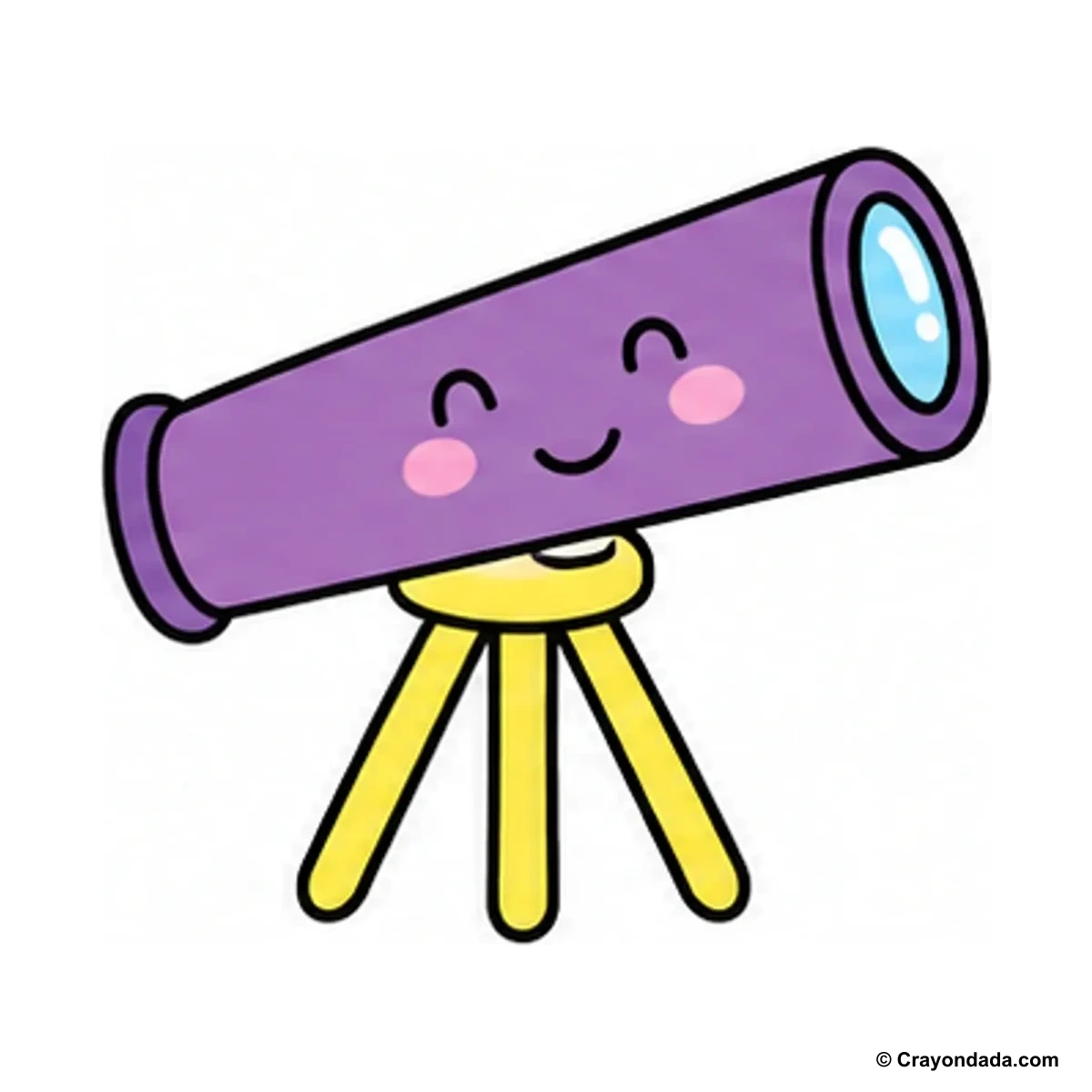 How to Draw a Happy Telescope finished drawing