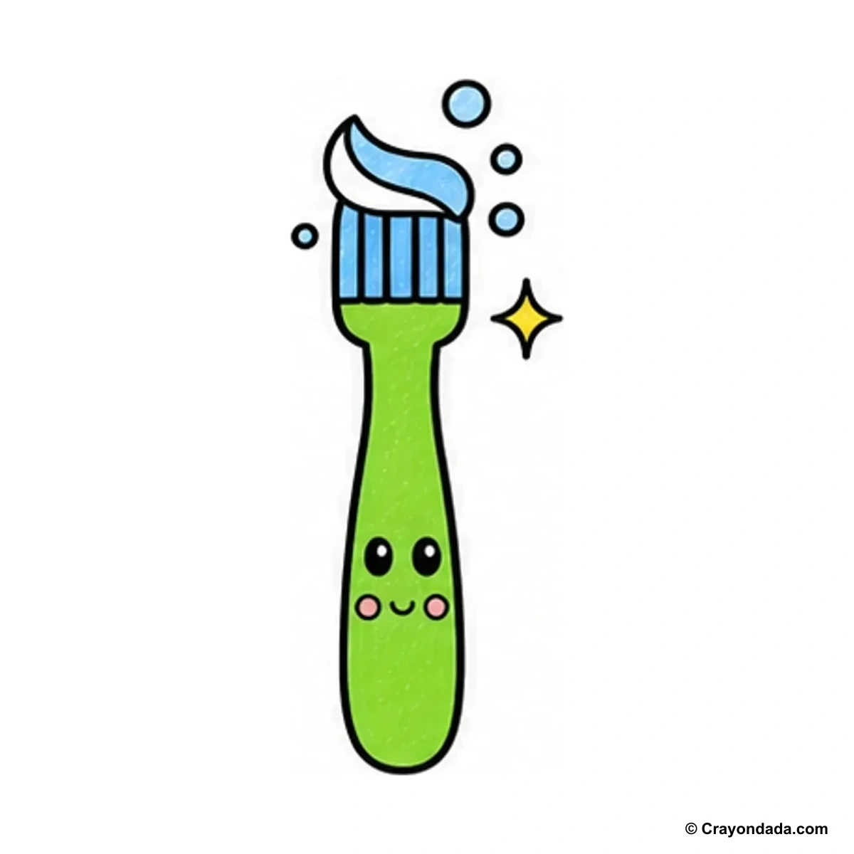 How to Draw a Happy Toothbrush finished drawing