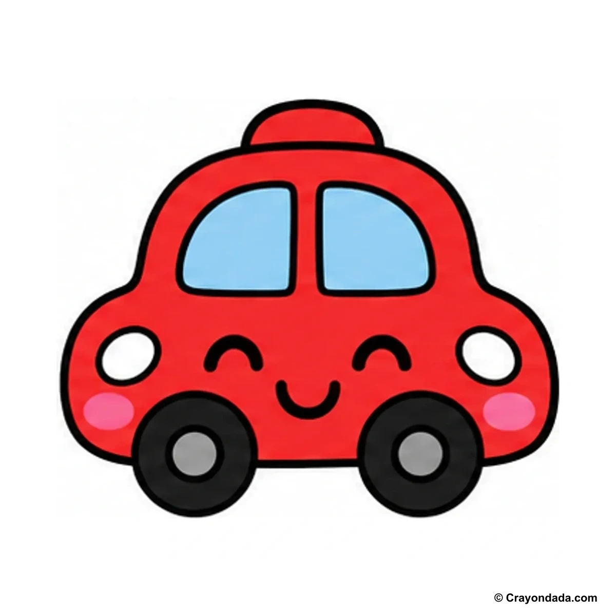 How to Draw a Happy Toy Car finished drawing