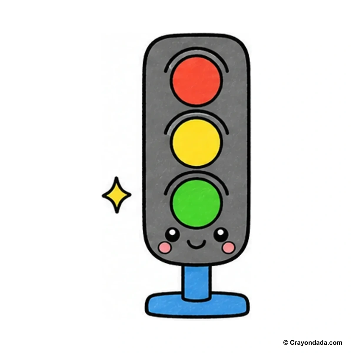 How to Draw a Happy Traffic Light finished drawing