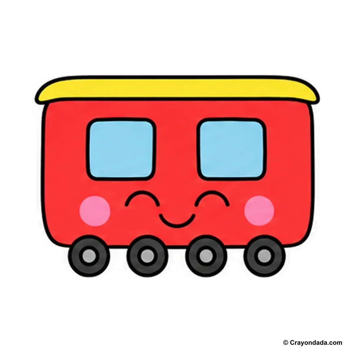 How to Draw a Happy Train Car finished drawing