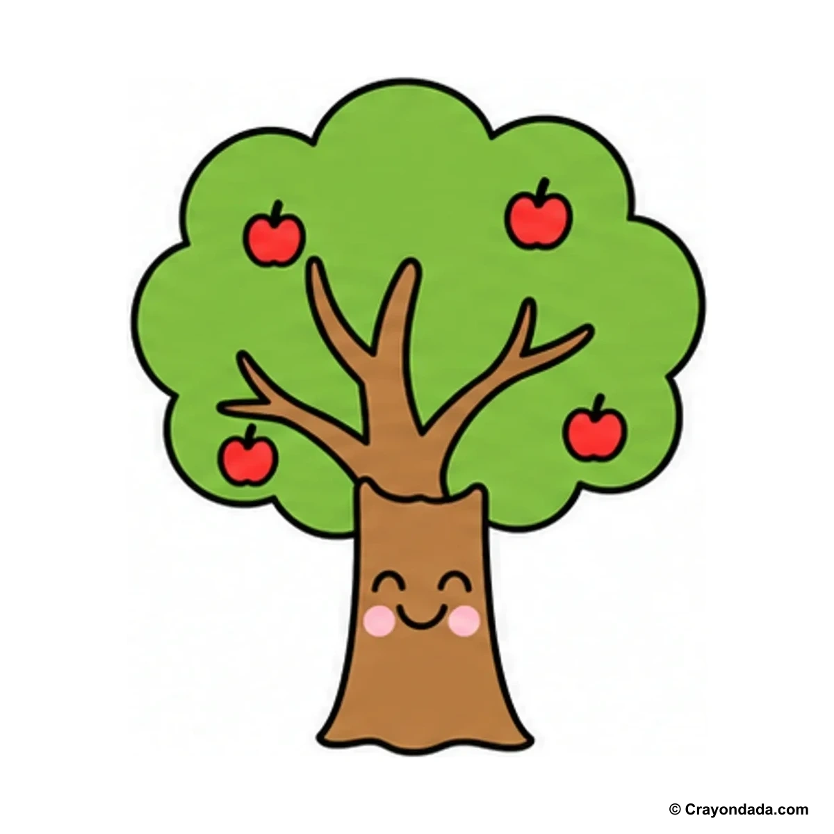 How to Draw a Happy Tree finished drawing