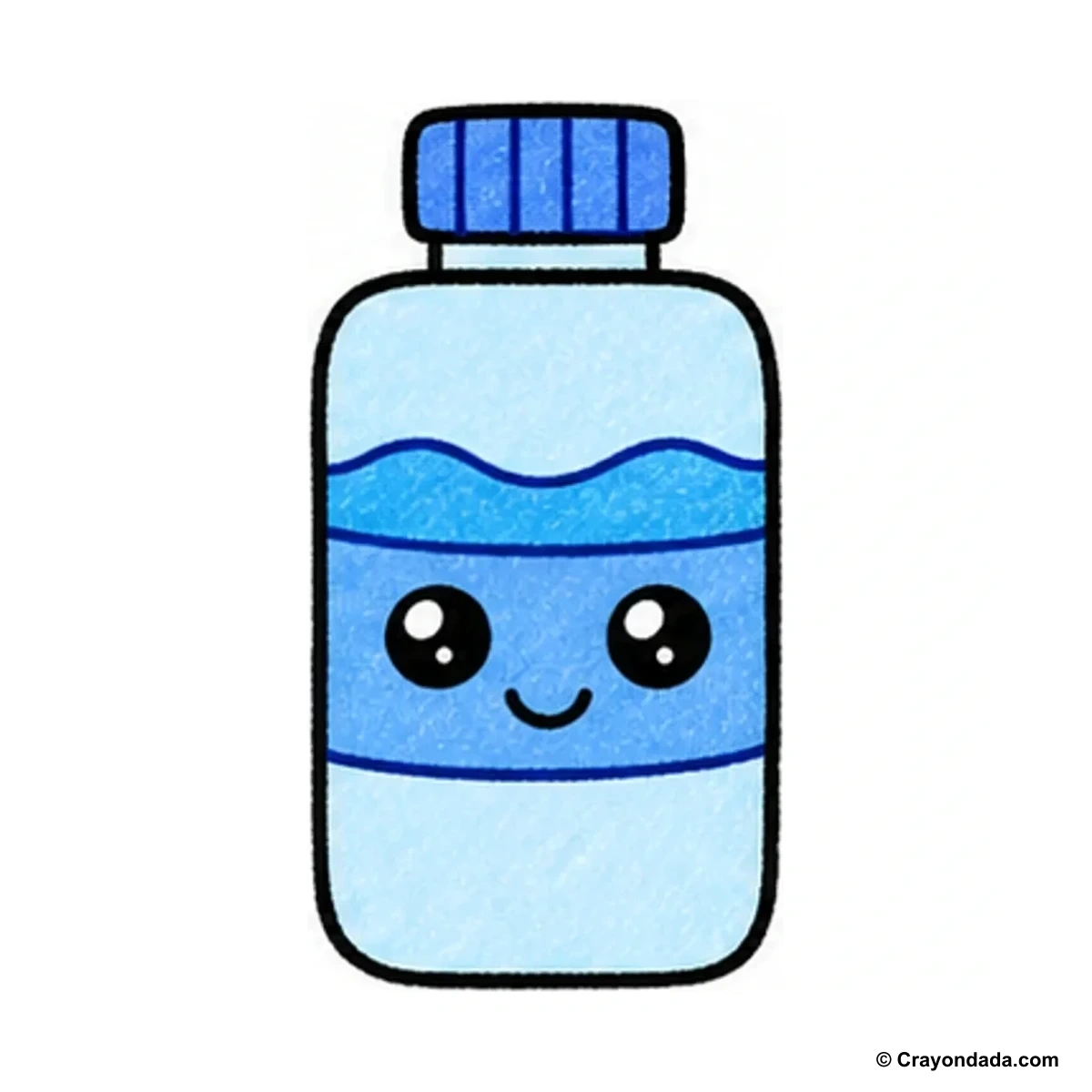 How to Draw a Happy Water Bottle finished drawing