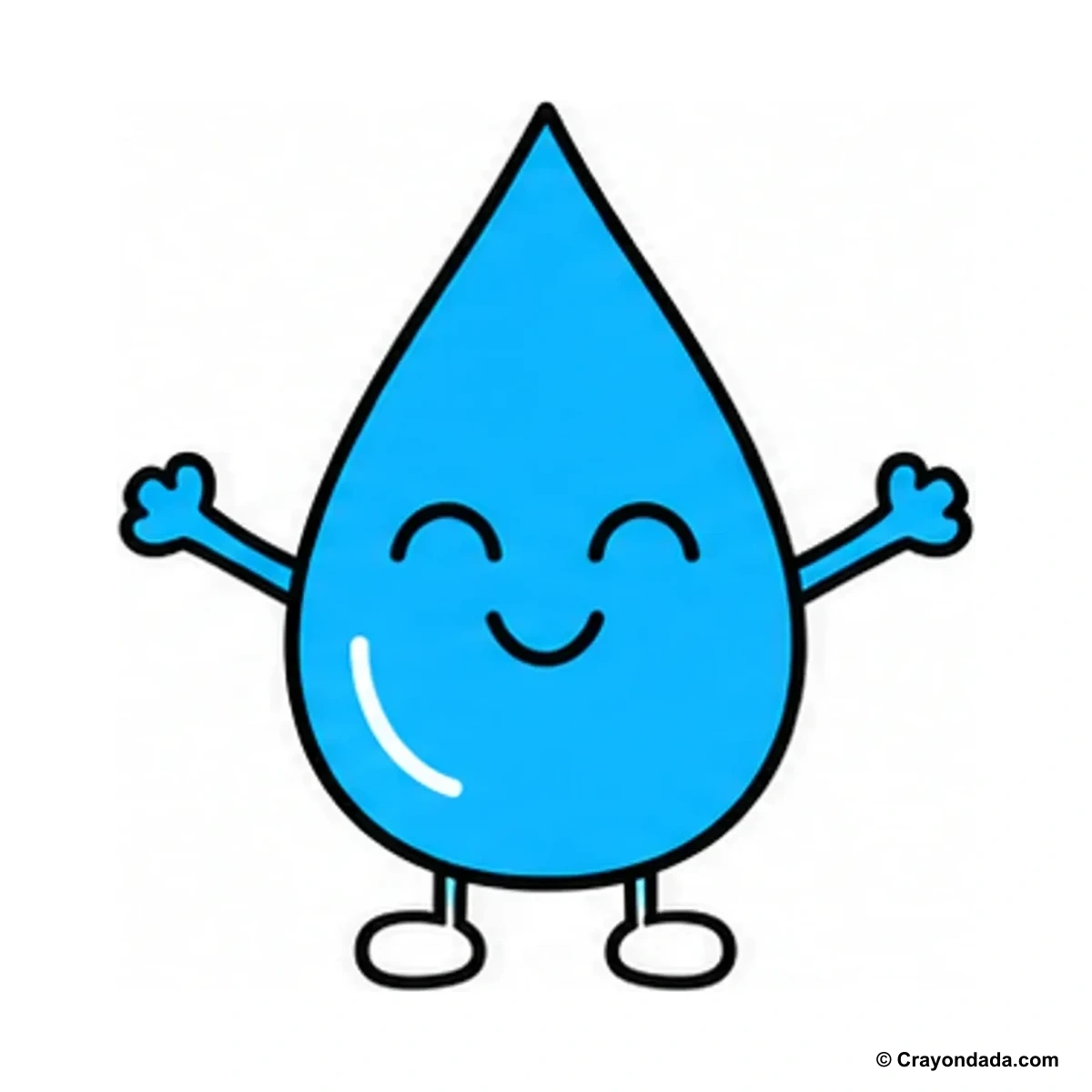 How to Draw a Happy Water Drop finished drawing