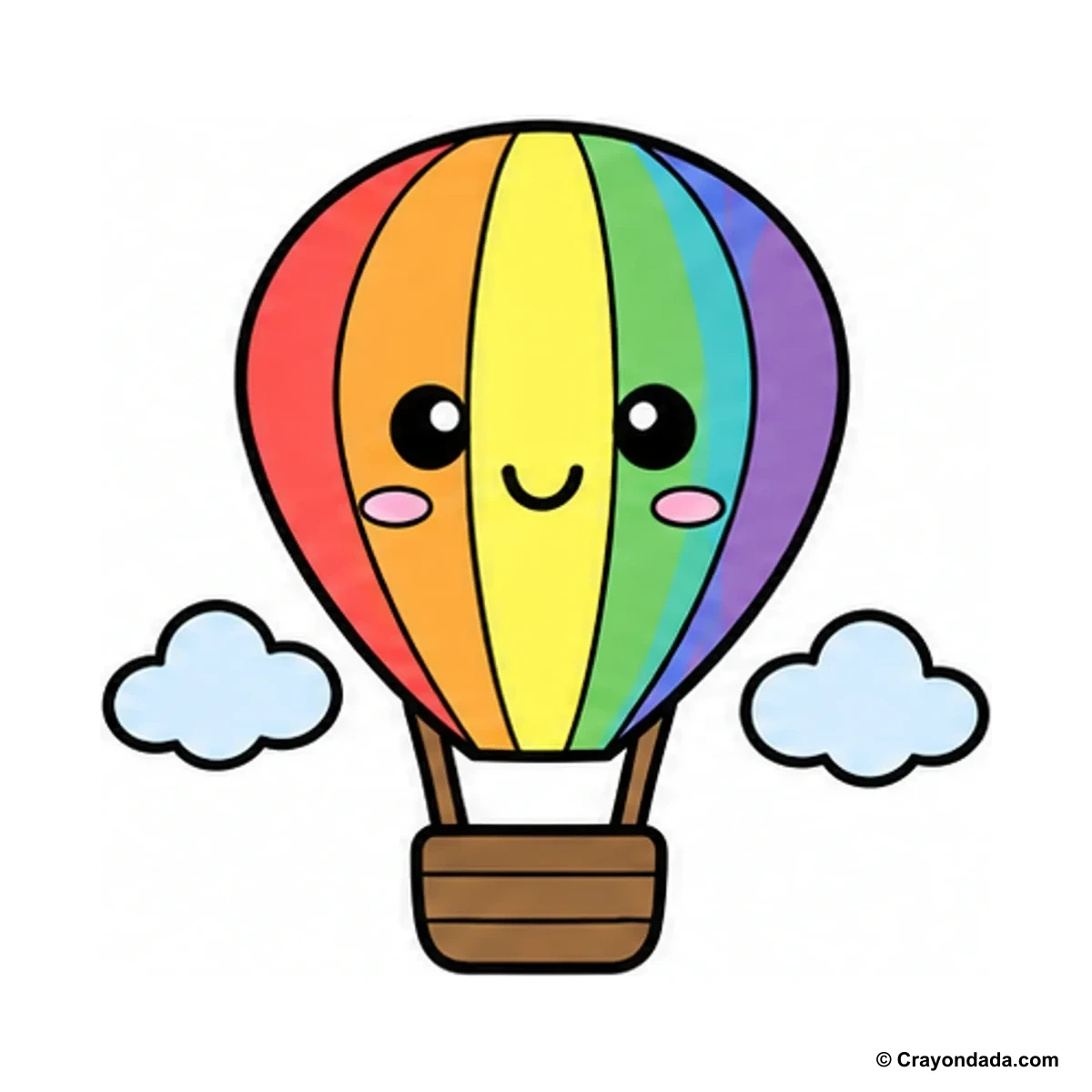 How to Draw a Hot Air Balloon Basket finished drawing