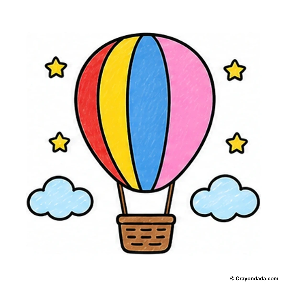 How to Draw a Hot Air Balloon finished drawing