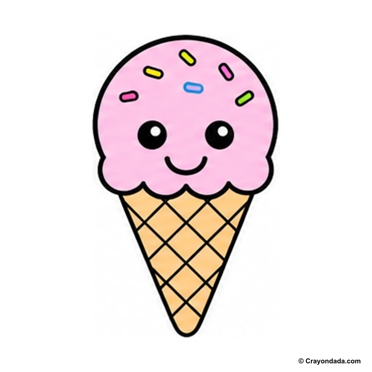 How to Draw an Ice Cream Cone finished drawing