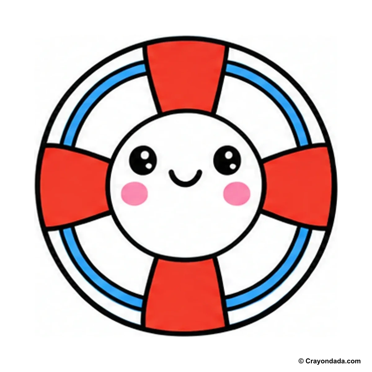 How to Draw a Life Ring finished drawing