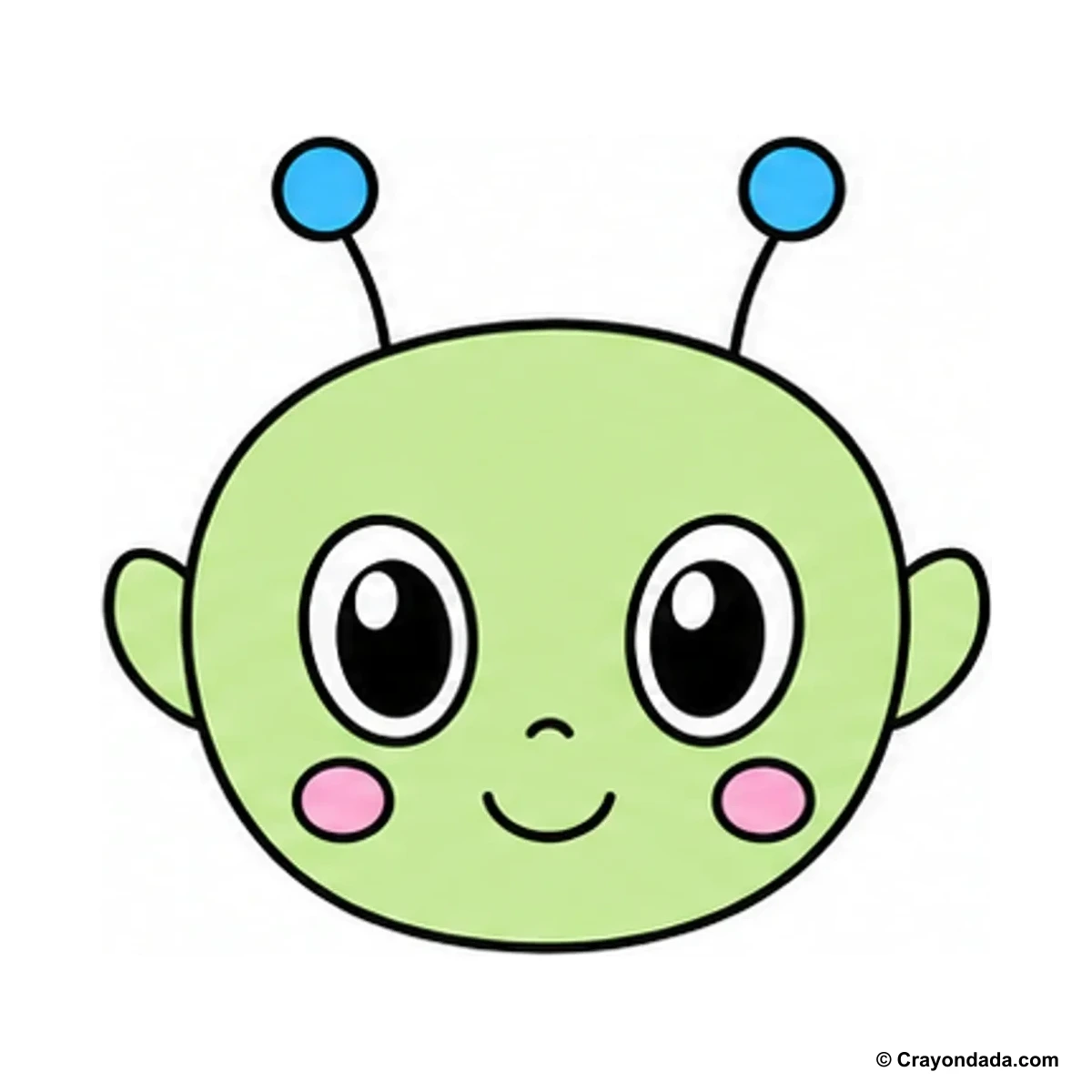 How to Draw a Little Alien Face finished drawing