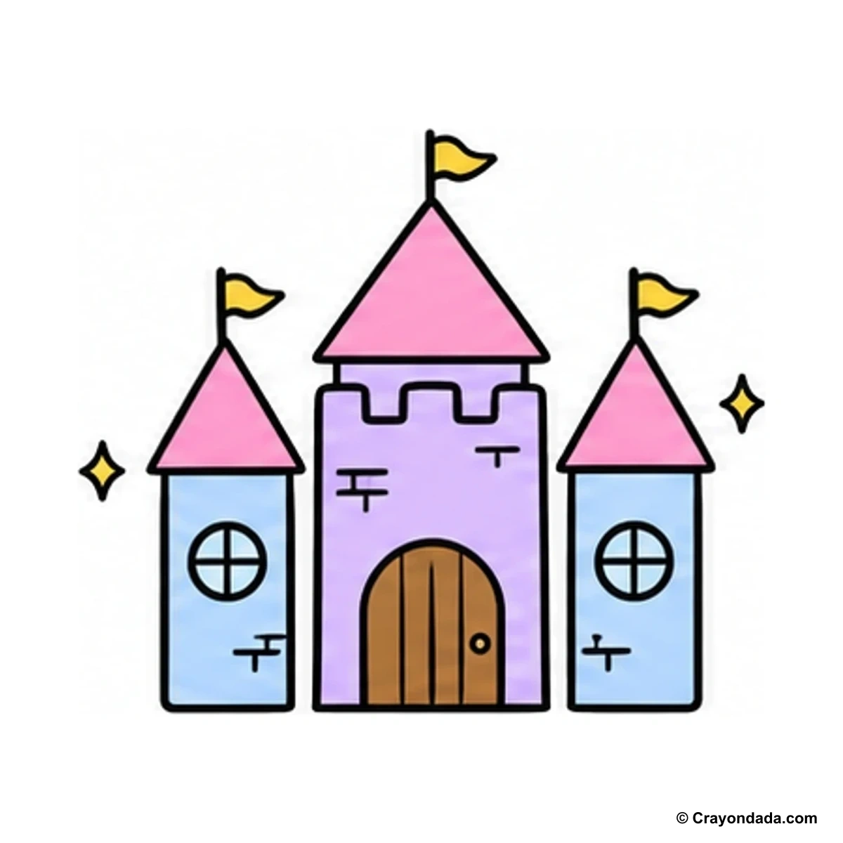 How to Draw a Little Castle finished drawing