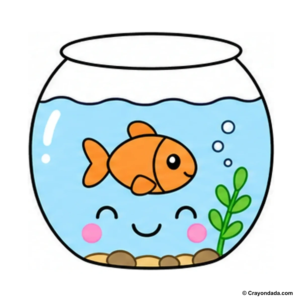 How to Draw a Little Fish Bowl finished drawing