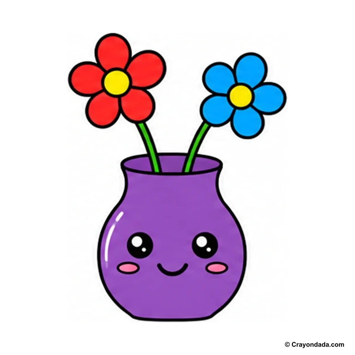How to Draw a Little Flower Vase finished drawing