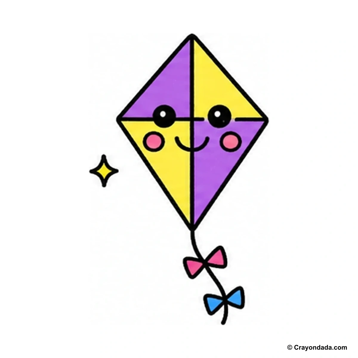 How to Draw a Little Kite finished drawing