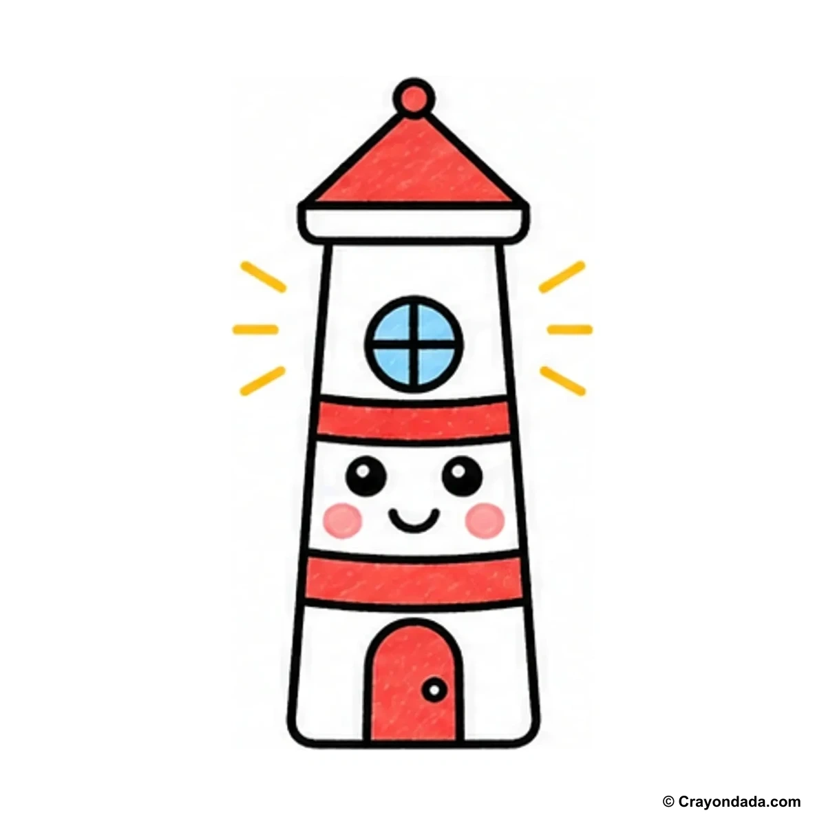 How to Draw a Little Lighthouse finished drawing
