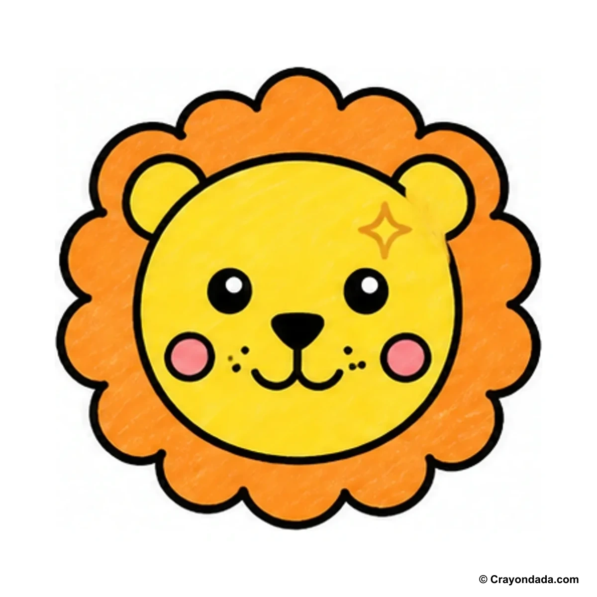 How to Draw a Little Lion Face finished drawing