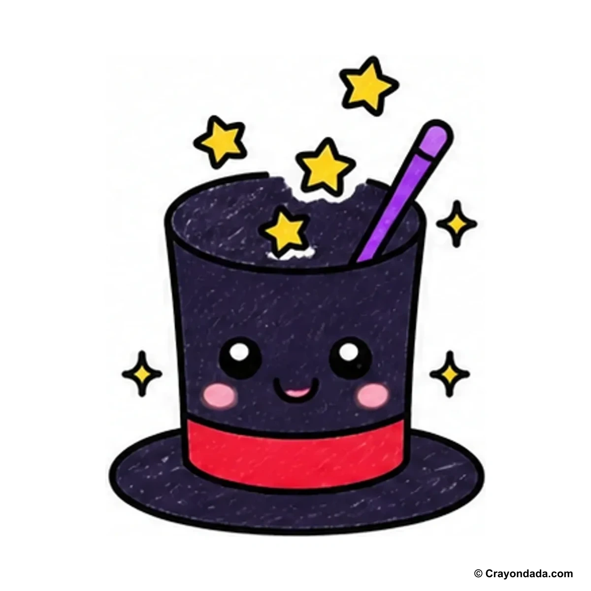 How to Draw a Little Magic Hat finished drawing