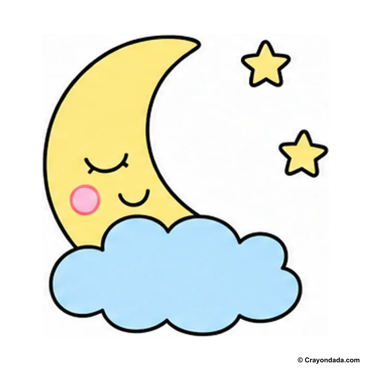 How to Draw a Little Moon Cloud finished drawing