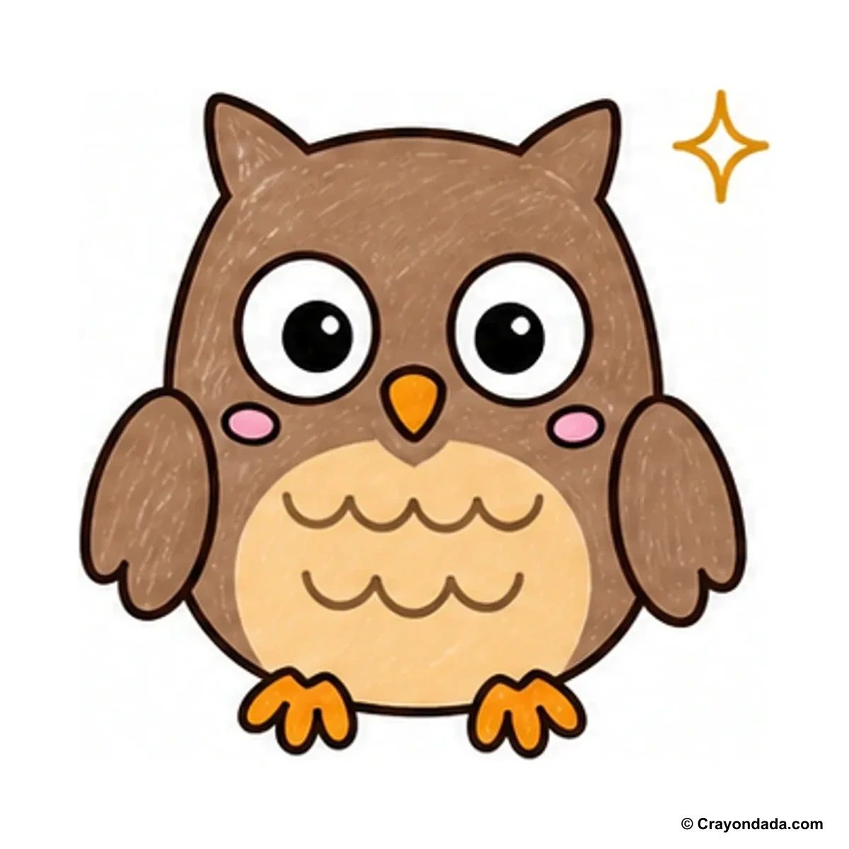 How to Draw a Little Owl finished drawing