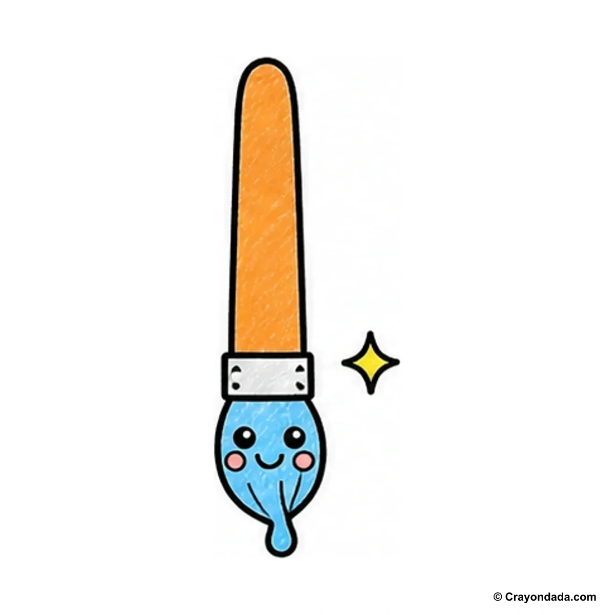 How to Draw a Little Paint Brush finished drawing