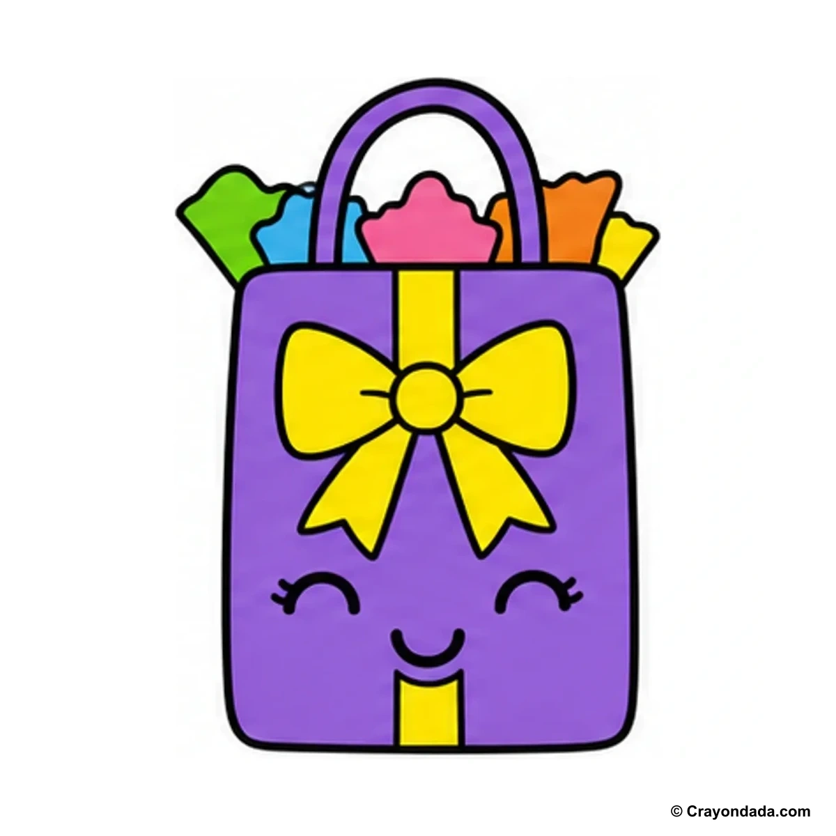 How to Draw a Little Present Bag finished drawing