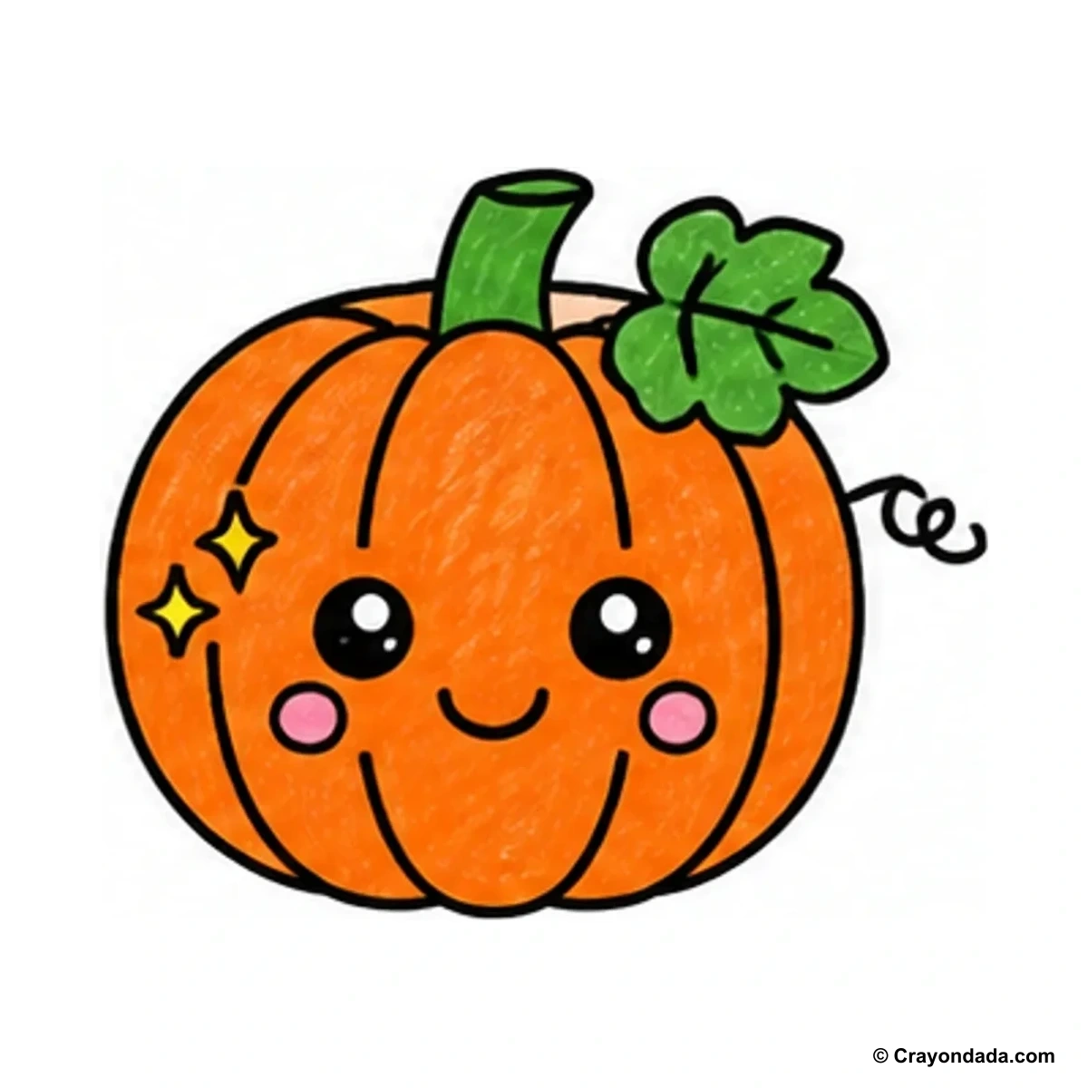 How to Draw a Little Pumpkin finished drawing