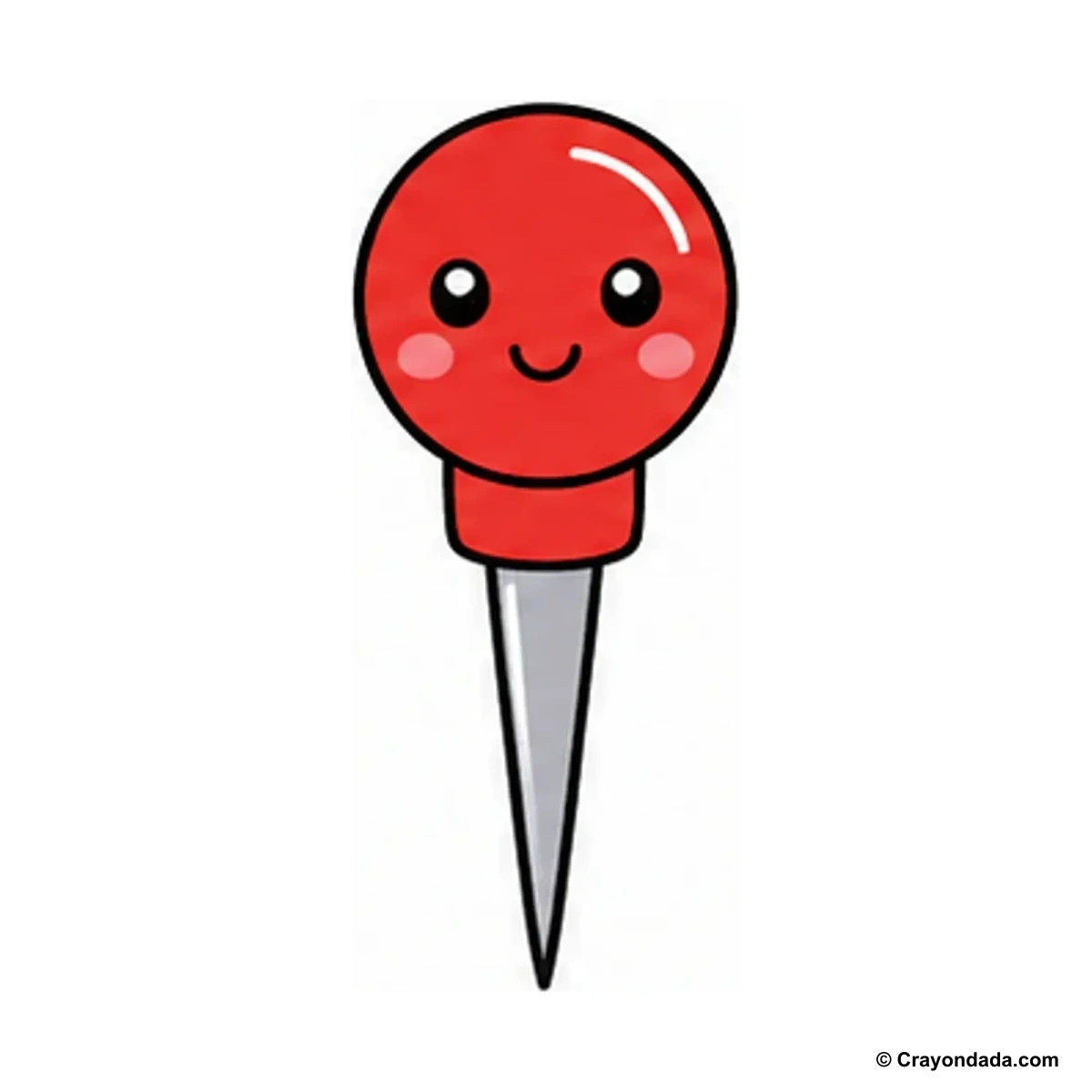 How to Draw a Little Push Pin finished drawing